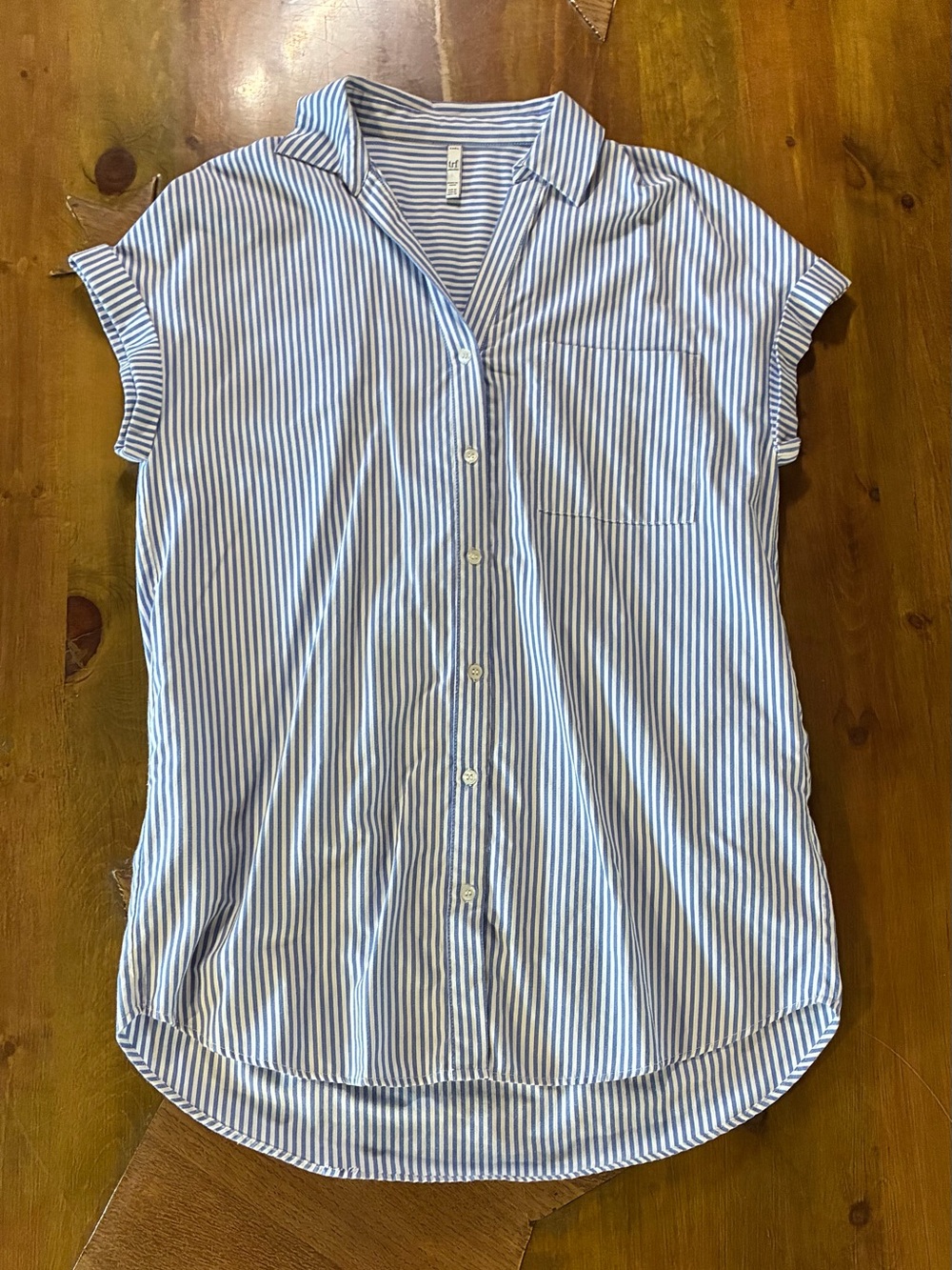 Zara Trf Blue and White Striped Short-Sleeve Shirt Dress Mini with pockets